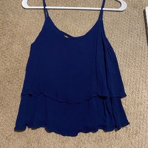 Navy Blue Ruffled Tank Top